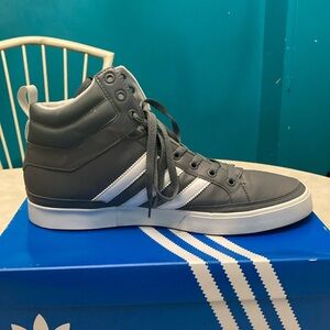 Adidas Gray and White High-Top Sneakers